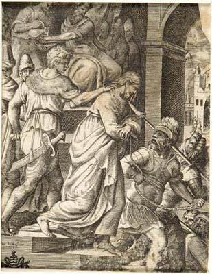 Bonasone Giulio - Cristo consegnato agli Ebrei e Pilato che si lava le mani